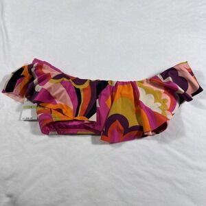 Trina Turk Bikini Top Women's‎ Size 4 Multicolored Ruffle Padded Stretch NWT $98
